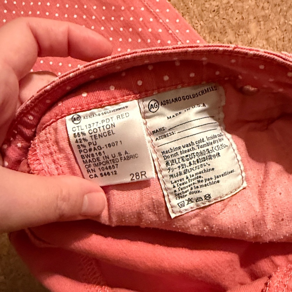 AG Stevie Slim Ankle Jeans Pink White Polka Dot Stretch Denim Size 28 - Picture 6 of 6
